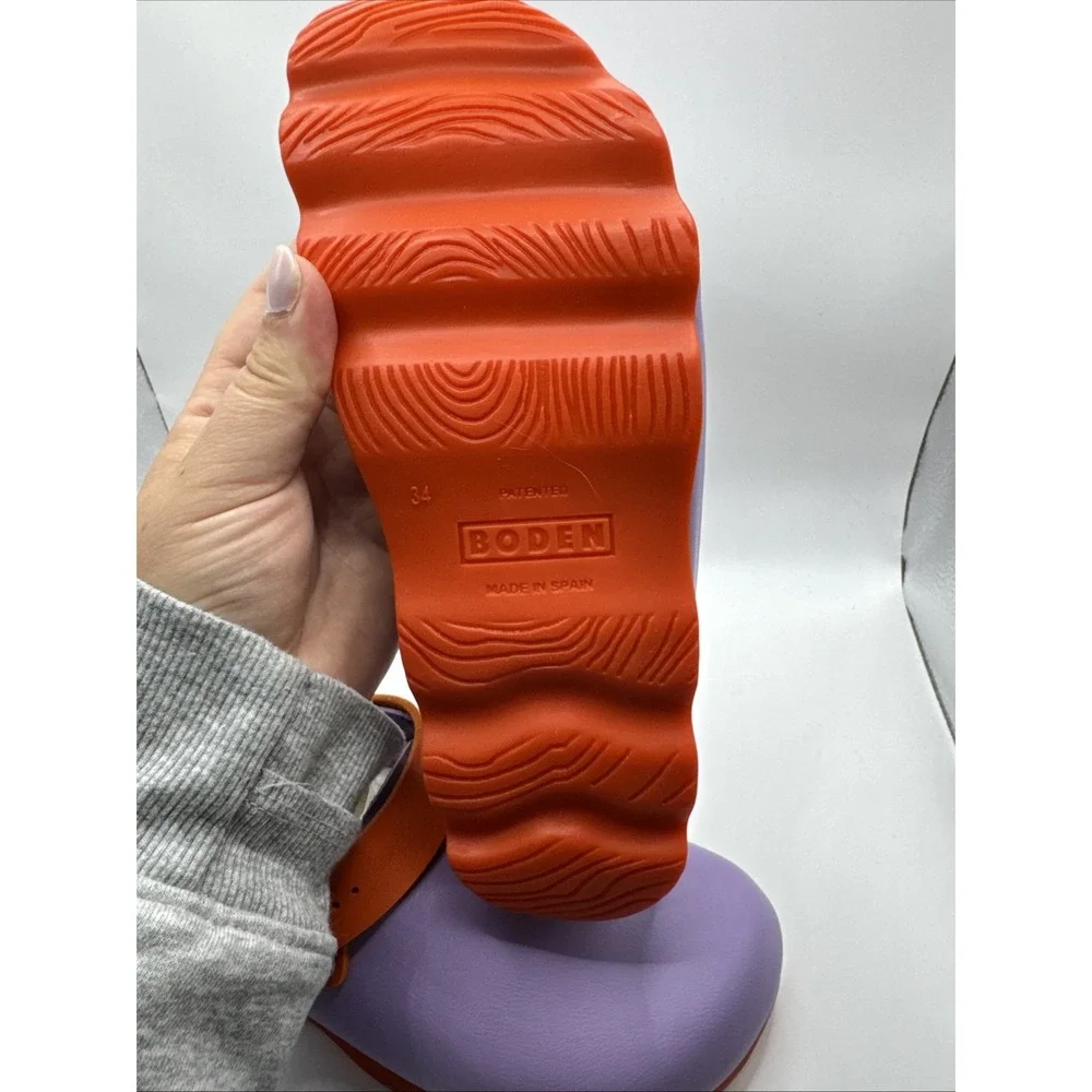 Mini Boden Girls Size 34 US 3 Orange And Purple Clogs #1006